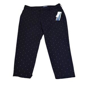 NWT Old Navy Harper Pants Navy Blue Anchor Nautical Print Wrinkle Free 14